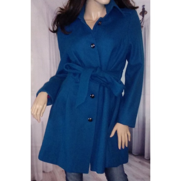 Sean Jean Teal aqua turquoise wool coat jacket - Picture 2 of 6